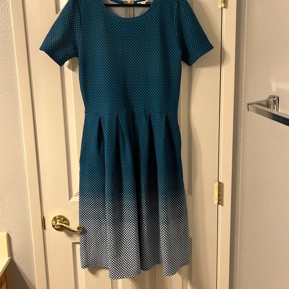 LuLaRoe Amelia Teal/White Gradient Dress